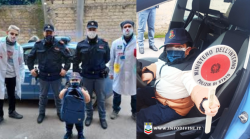 I poliziotti di Acerra esaudiscono il desiderio di un bimbo malato, raggiungendolo a casa e portandogli dei doni: voleva conoscere dei veri agenti