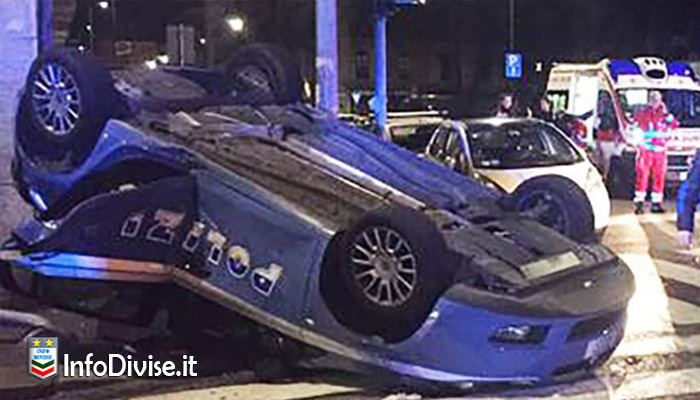 Auto della polizia si ribalta a Torino: feriti due agenti