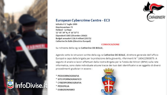 False mail con logo dei carabinieri