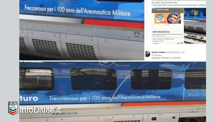 treno per l'Aeronautica militare con la scritta sbagliata